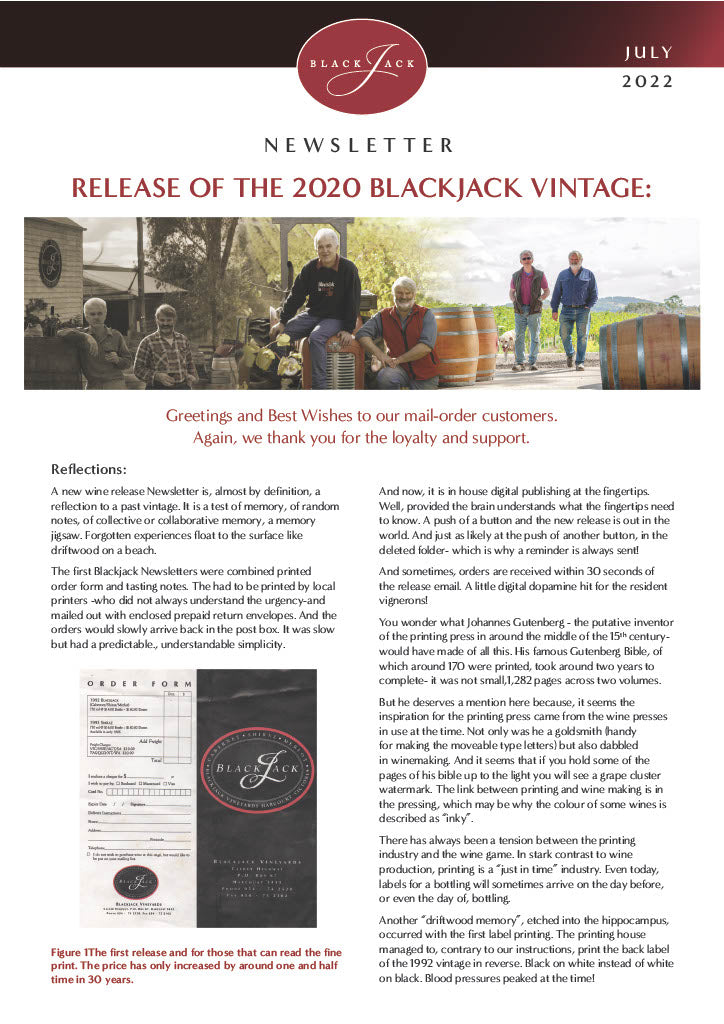 Release of the 2020 Blackjack Vintage